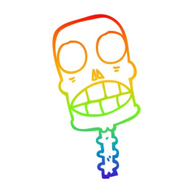 gökkuşağı gradyan çizgi çizim karikatür ürkütücü kafatası