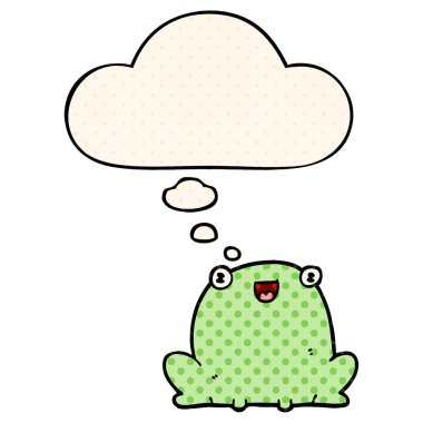 çizgi film kurbağa ve çizgi roman tarzında düşünce balonu