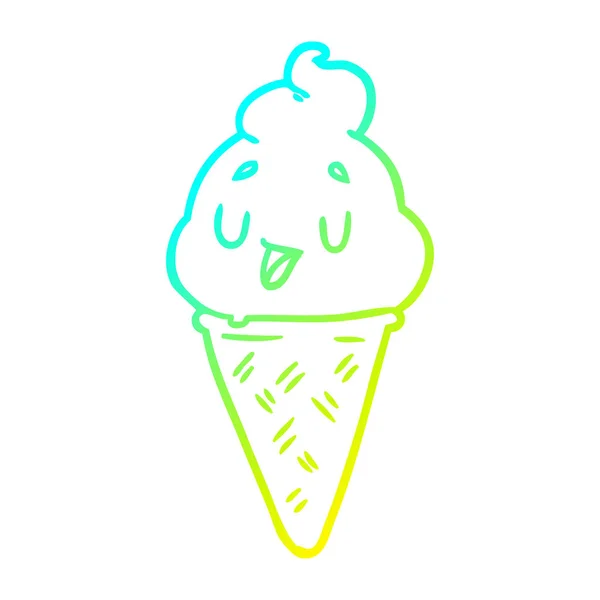 Ligne de gradient froid dessin crème glacée mignonne — Image vectorielle