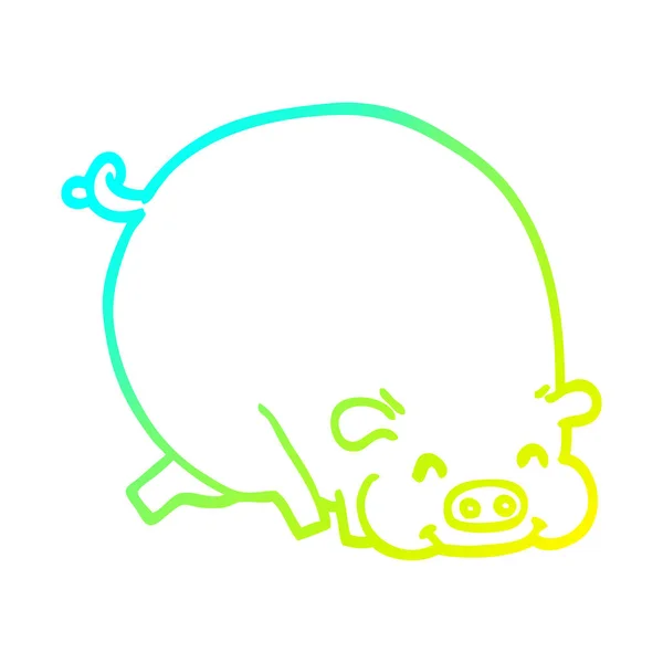 Froid gradient ligne dessin dessin animé gras porc — Image vectorielle
