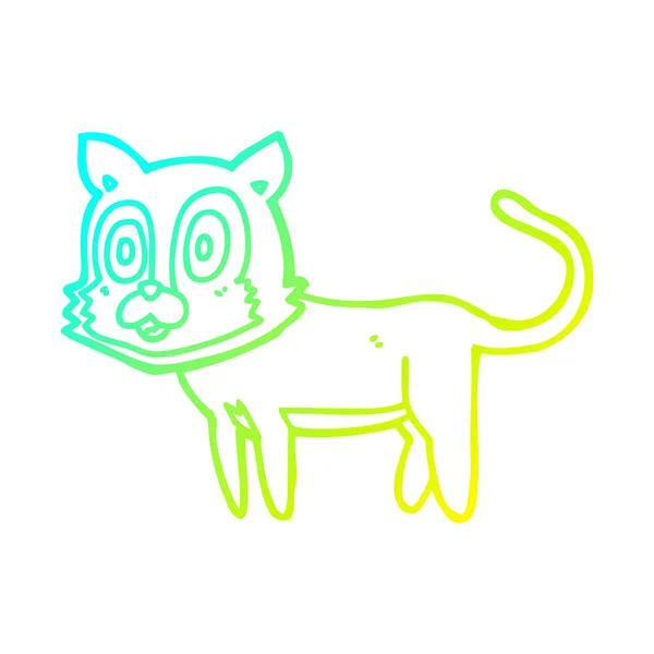 Froid dégradé ligne dessin heureux dessin animé chat — Image vectorielle