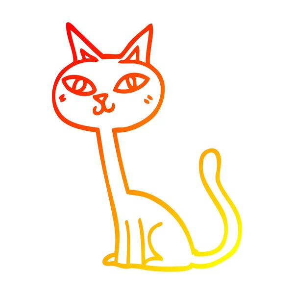 Linha gradiente quente desenho desenho desenho animado gato — Vetor de Stock