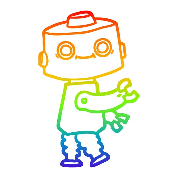 Arco iris gradiente línea dibujo dibujos animados robot — Archivo Imágenes Vectoriales