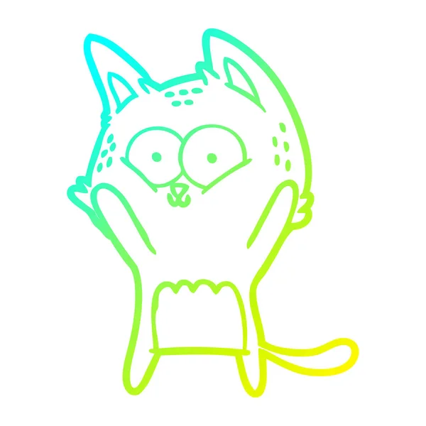 Linha gradiente frio desenho desenho cartoon gato — Vetor de Stock