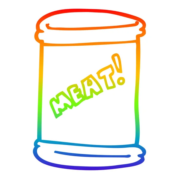 Regenboog gradiënt lijntekening cartoon kan van vlees — Stockvector