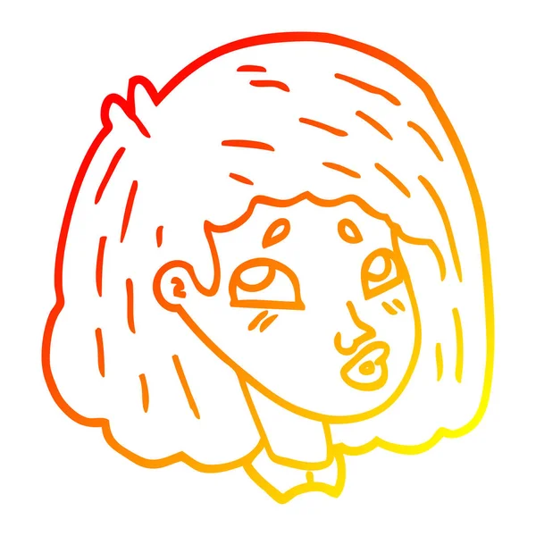 Chaud gradient ligne dessin dessin animé visage fille — Image vectorielle