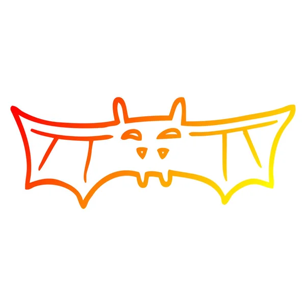 Línea de gradiente caliente dibujo dibujos animados vampiro murciélago — Vector de stock