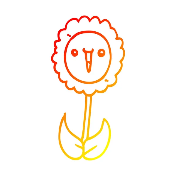 따뜻한 그라데이션 라인 그리기 만화 꽃 — 스톡 벡터