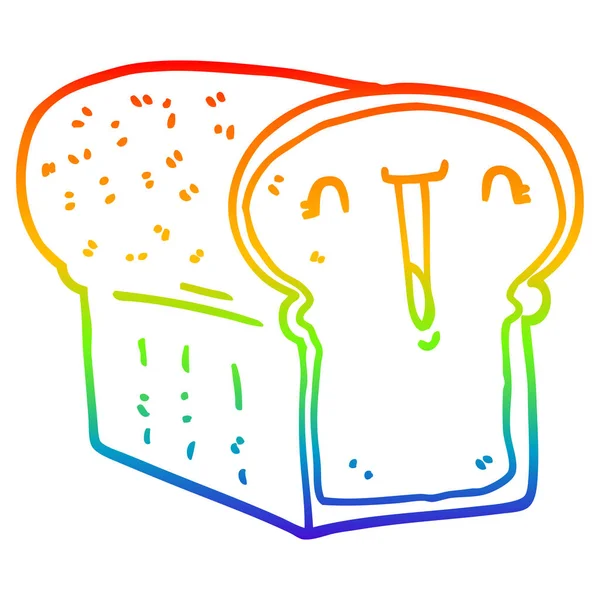 パンのかわいい漫画のパンを描く虹のグラデーションライン — ストックベクタ