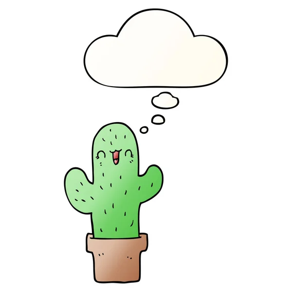 Cartoon cactus and thought bubble in smooth gradient style — Stock Vector