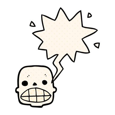 çizgi film kafatası ve çizgi roman tarzında konuşma balonu