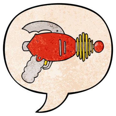 retro doku tarzında karikatür ışın silah ve konuşma balonu