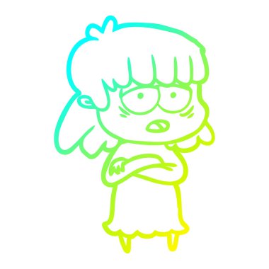 soğuk degrade çizgi çizim karikatür yorgun kadın