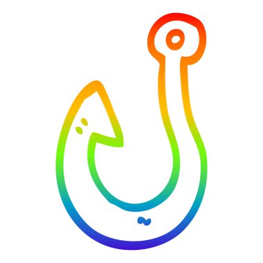 gökkuşağı gradyan çizgi çizim karikatür balık kanca