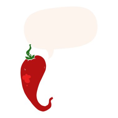 retro tarzıkarikatür biber ve konuşma balonu