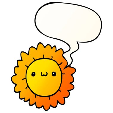 düzgün degrade tarzında karikatür çiçek ve konuşma balonu