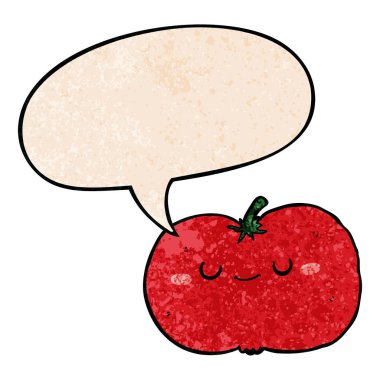 retro doku tarzıkarikatür elma ve konuşma balonu