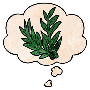 karikatür bitki ve grunge doku desen tarzında düşünce balonu