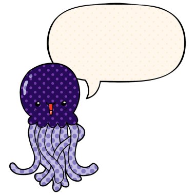 çizgi film denizanası ve çizgi roman tarzında konuşma balonu