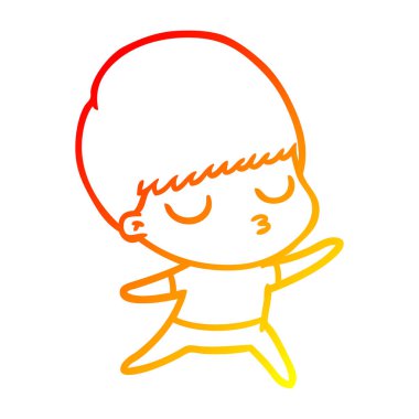 sıcak degrade çizgi çizim karikatür sakin çocuk