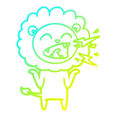 soğuk degrade çizgi çizim karikatür kükreyen aslan