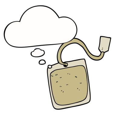 karikatür çay poşeti ve düşünce balonu