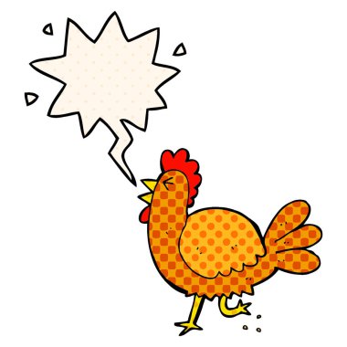 çizgi roman tarzında karikatür horoz ve konuşma balonu