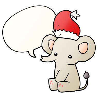 pürüzsüz degrade sty sevimli noel fil ve konuşma balonu