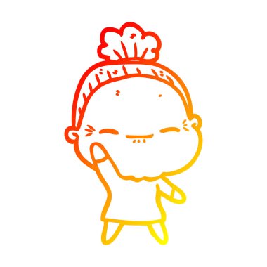 sıcak degrade çizgi çizim karikatür barışçıl yaşlı kadın