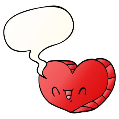 düzgün degrade tarzında karikatür aşk kalp ve konuşma balonu