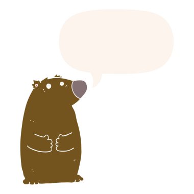 retro tarzında karikatür ayı ve konuşma balonu