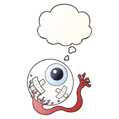 çizgi film göz küresi yaralı ve pürüzsüz degrade st kabarcık düşünce