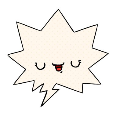 çizgi roman tarzında mutlu karikatür ifade ve konuşma balonu