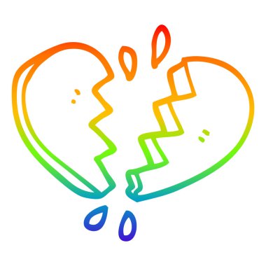 gökkuşağı degrade çizgi çizim karikatür kırık kalp