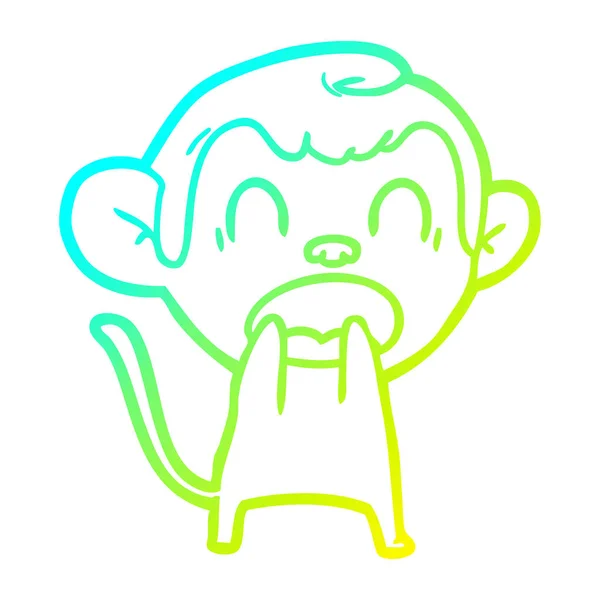 Linea di gradiente freddo disegno gridando scimmia cartone animato — Vettoriale Stock