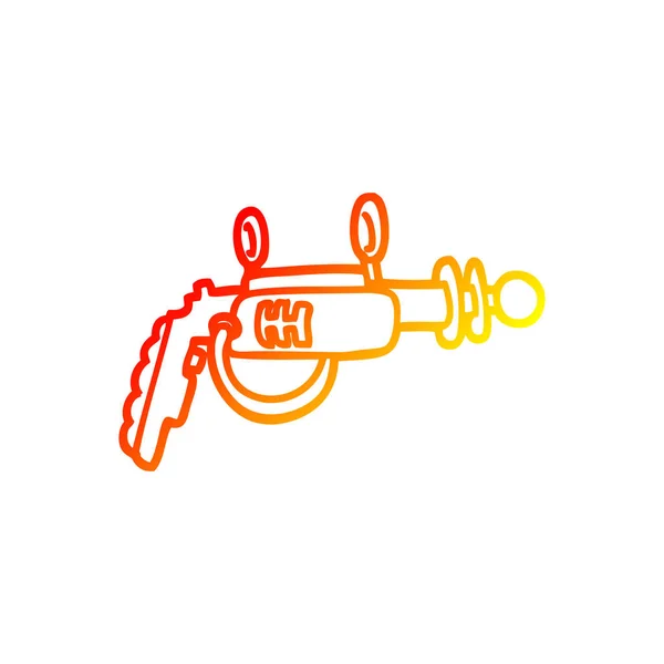 Varm gradient linje ritning tecknad ray gun — Stock vektor