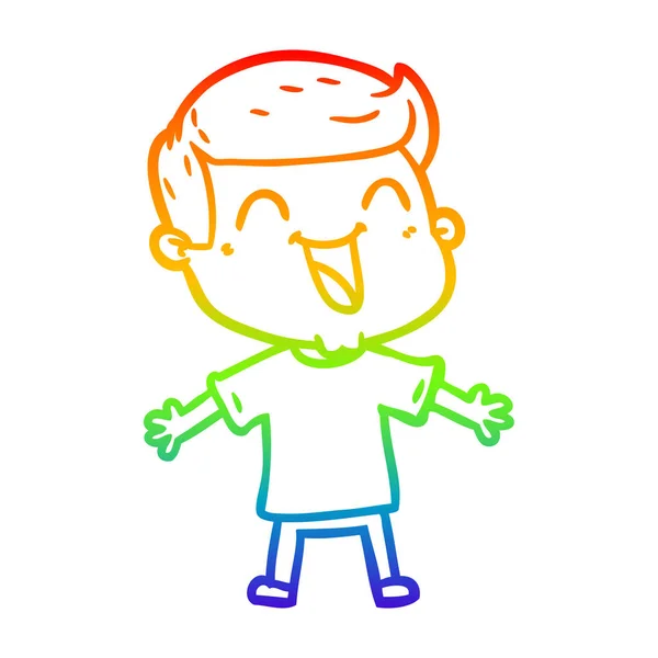 Gradient kreskówka linia mężczyzna rysunek szczęśliwy tęcza — Wektor stockowy