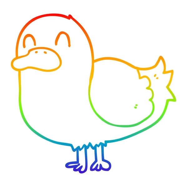 虹のグラデーションライン描画漫画のアヒル — ストックベクタ
