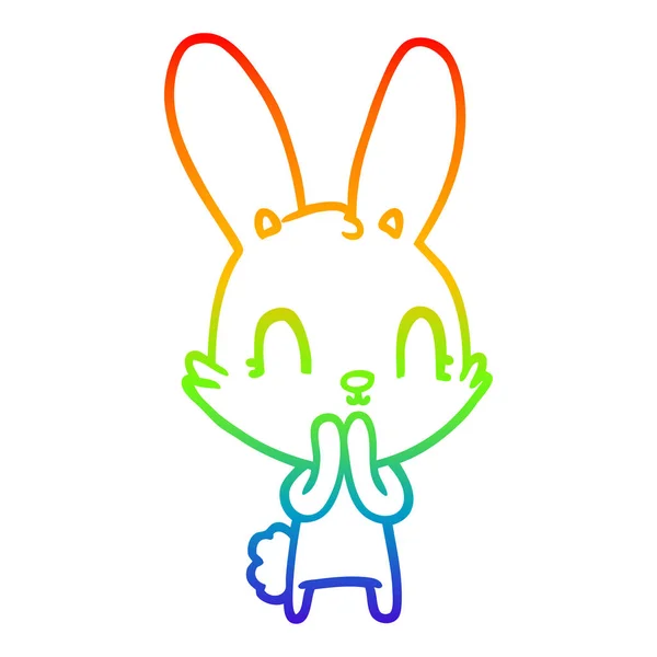 Rainbow gradient ligne dessin mignon dessin animé lapin — Image vectorielle