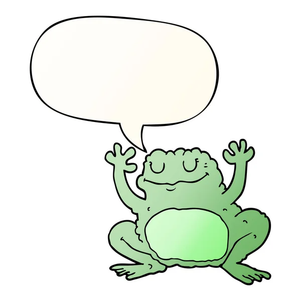 Cartoon frog and speech bubble in smooth gradient style — Stock Vector