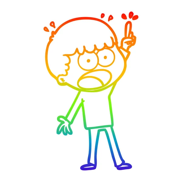 Rainbow gradient ligne dessin dessin animé choqué homme — Image vectorielle