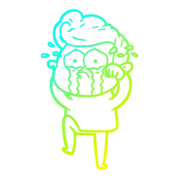 Soğuk degrade çizgi çizim karikatür ağlayan adam — Stok Vektör