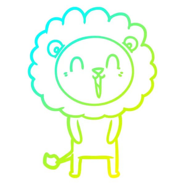 Hideg színátmenet vonal rajz nevetés oroszlán rajzfilm — Stock Vector