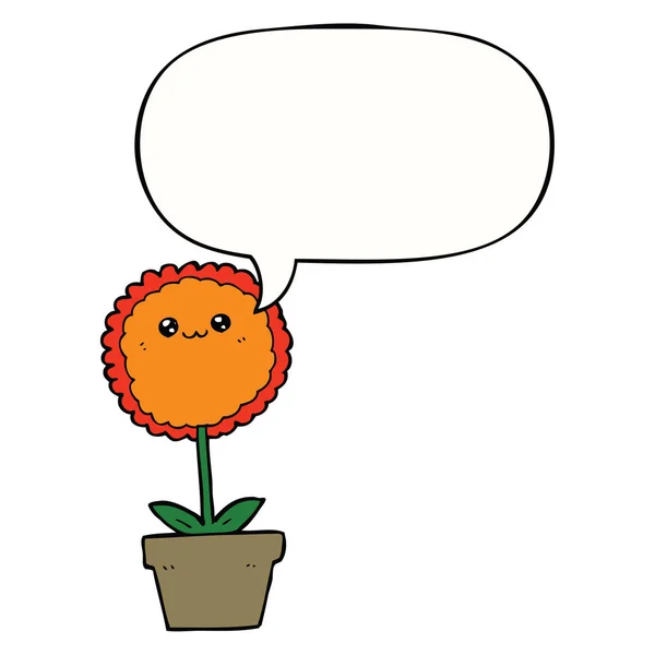 Kwiat kreskówki i bańka mowy — Wektor stockowy