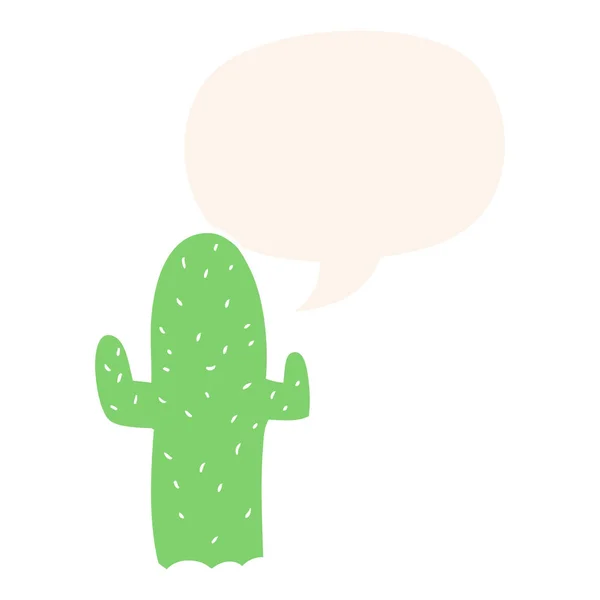 Cartoon cactus and speech bubble in retro style — Stock Vector