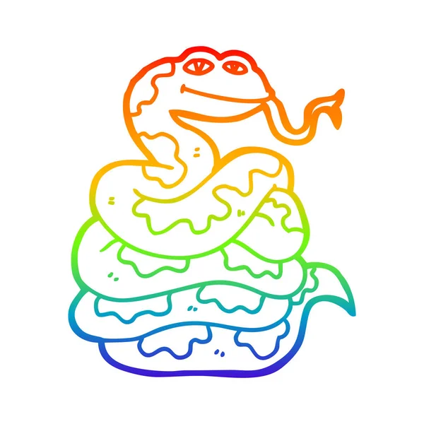 Linea gradiente arcobaleno disegno cartone animato serpente — Vettoriale Stock
