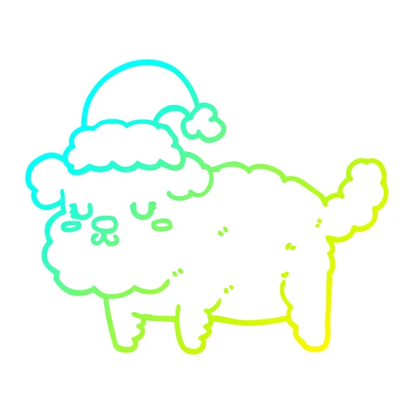 शीत ग्रेडिएंट लाइन प्यारा क्रिसमस कुत्ता ड्राइंग — स्टॉक वेक्टर