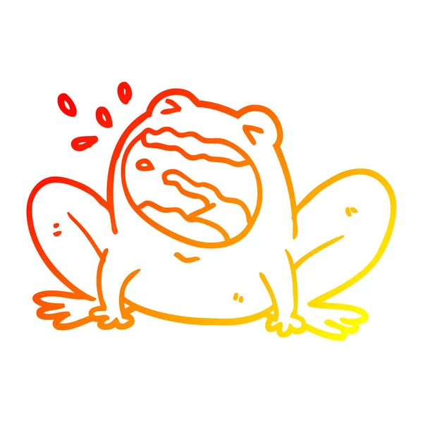 Sıcak degrade çizgi çizim karikatür kurbağa bağırarak — Stok Vektör