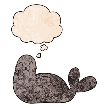 karikatür mühür ve grunge doku desen tarzında düşünce balonu