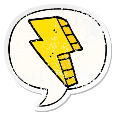 karikatür yıldırım ve konuşma balonu sıkıntılı etiket